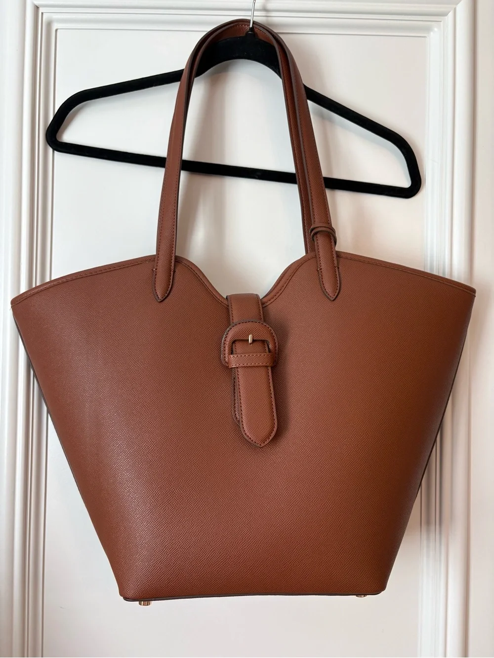Anne Klein Cognac Brown Faux Leather Structured Tote Bag NWOT